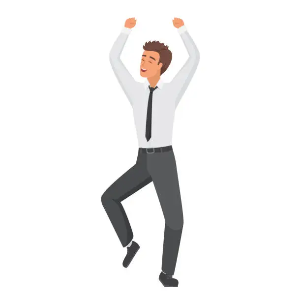 Vector illustration of Excited office employee man