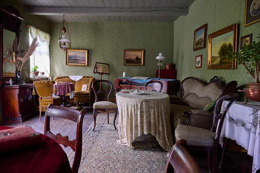 19th century interior from a wealthy family. The farm has been moved from Tommerup to the location in Odense