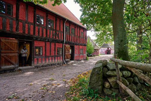Half-timbered houses at the Kirschgarten in Mainz Rhineland-Palatinate, Germany