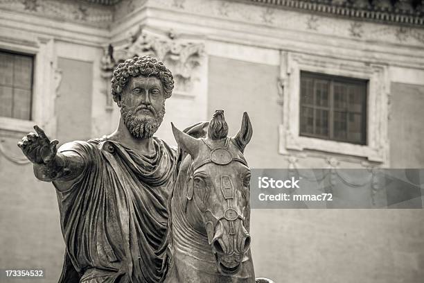 Equestrian Statue Of Marcus Aurelius Stock Photo - Download Image Now - Marcus Aurelius, Architecture, Blue