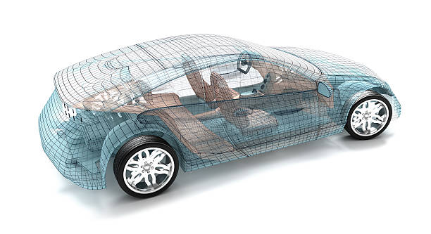 istock Wire model of a car design isolated on white background 173356505