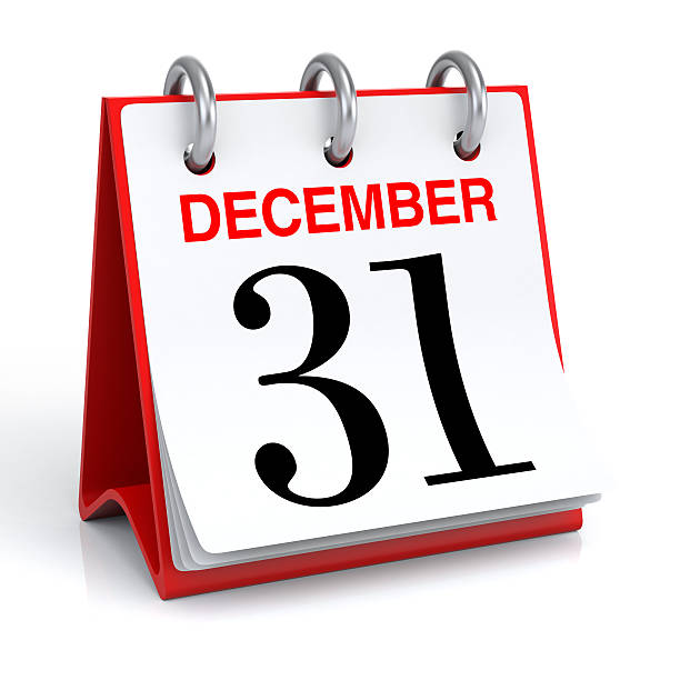 December Calendar 3D rendering december 31 stock pictures, royalty-free photos & images