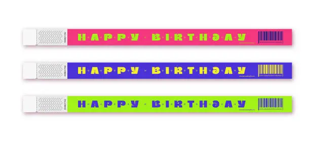 Vector illustration of Bracelet birthday event access different color