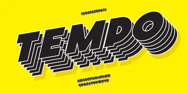 Vector illustration of Font tempo vector 3d bold style modern typography