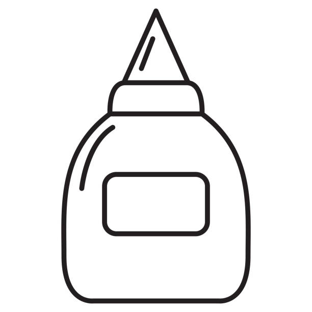 ilustraciones, imágenes clip art, dibujos animados e iconos de stock de icono de pegamento de frasco dibujado a mano. botella de pegamento. pegamento para tubos. - glue bottle isolated art and craft