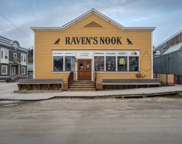 Dawson City, Yukon, Canada – October 05, 2023:  Exterior of the business, “Raven’s Nook”