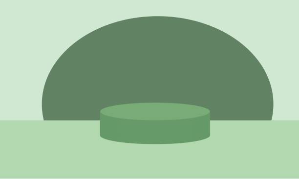 Green set of Simple display podium pedestals, empty space background. Abstract modern vector rendering shape for product display presentation. Pastel minimal wall scene, Studio room. Green set of Simple display podium pedestals, empty space background. Abstract modern vector rendering shape for product display presentation. Pastel minimal wall scene, Studio room. tampilan mutakhir stock illustrations