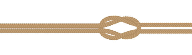 ÐеÑаÑÑ Rope square knot. Tied knot, natural decorative cotton rope cartoon vector illustration ropes tied together stock illustrations