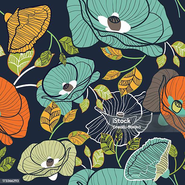 Ilustración de Fondo Floral y más Vectores Libres de Derechos de Abstracto - Abstracto, Amapola - Planta, Arabesco - Diseño