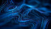 Curved Data Lines With Shallow Depth Of Field - Blue - Technology, Computer Network, Abstract Pattern