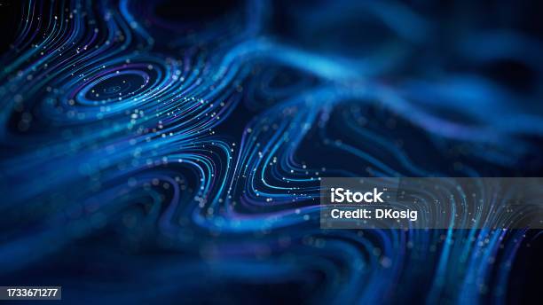 Curved Data Lines With Shallow Depth Of Field Blue Technology Computer ...