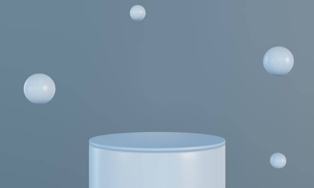 istock Product display stand on blue background.3D podium on grey background.Geometric platform show cosmetic product.Stage showcase,Abstract.Minimal mockup 3D rendering 1733674124