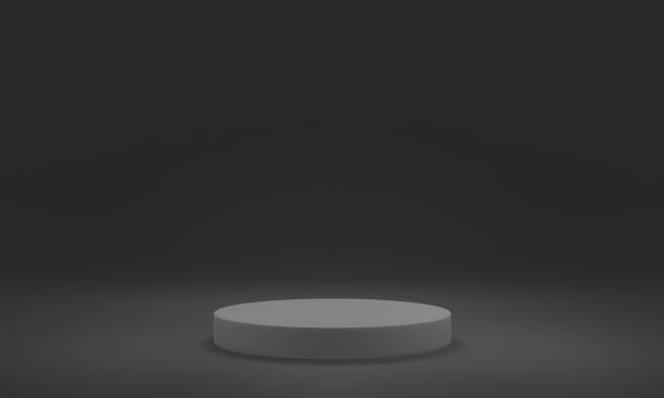 istock Empty black podium.3D display podium on gray background.Stand Minimal mockup for presentation.Abstract black background concept.Geometric platform show cosmetic product.Stage showcase.3D rendering 1733674673