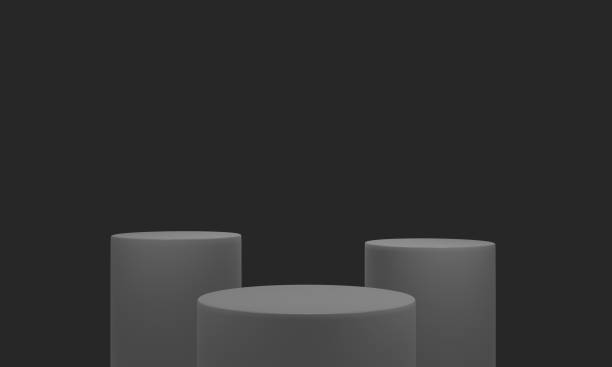 istock Empty black podium.3D display podium on gray background.Stand Minimal mockup for presentation.Abstract black background concept.Geometric platform show cosmetic product.Stage showcase.3D rendering 1733674682