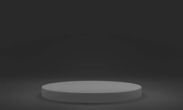 istock Empty black podium.3D display podium on gray background.Stand Minimal mockup for presentation.Abstract black background concept.Geometric platform show cosmetic product.Stage showcase.3D render 1733674685