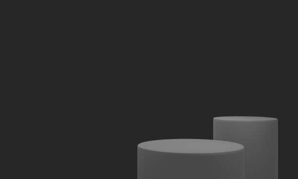 istock Empty black podium.3D display podium on gray background.Stand Minimal mockup for presentation.Abstract black background concept.Geometric platform show cosmetic product.Stage showcase.3D rendering 1733674714