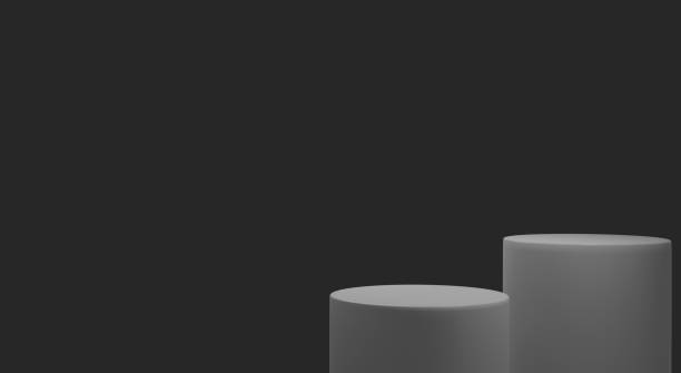 istock Empty black podium.3D display podium on gray background.Stand Minimal mockup for presentation.Abstract black background concept.Geometric platform show cosmetic product.Stage showcase.3D rendering 1733674720