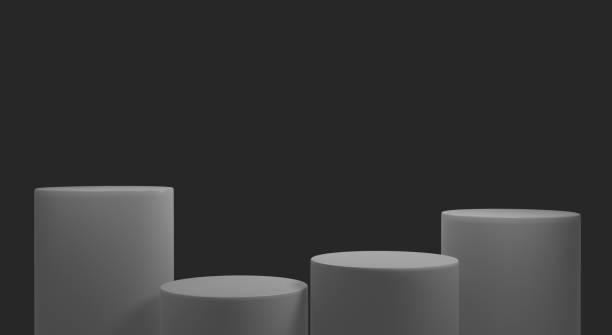 istock Empty black podium.3D display podium on gray background.Stand Minimal mockup for presentation.Abstract black background concept.Geometric platform show cosmetic product.Stage showcase.3D rendering 1733674960
