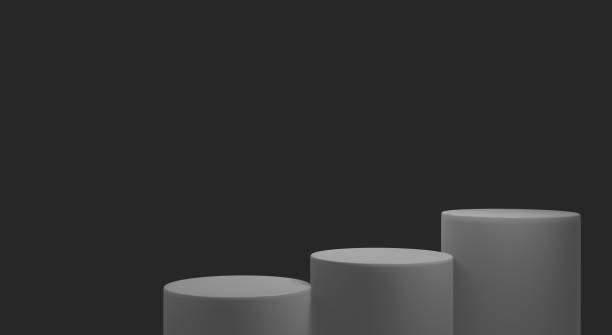 istock Empty black podium.3D display podium on gray background.Stand Minimal mockup for presentation.Abstract black background concept.Geometric platform show cosmetic product.Stage showcase.3D rendering 1733675293