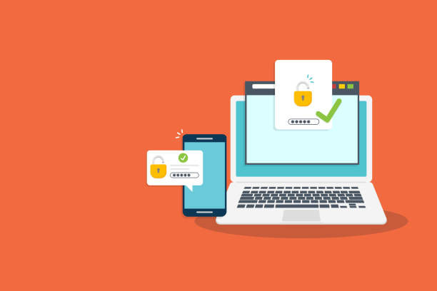 Two Factor Multi-Factor Authentication Security Concept Two Factor Multi-Factor Authentication Security Concept validation stock illustrations