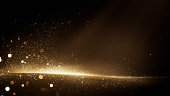 Beautiful Abstract Particle Background - Gold Colored Glitter, Christmas, Luxury