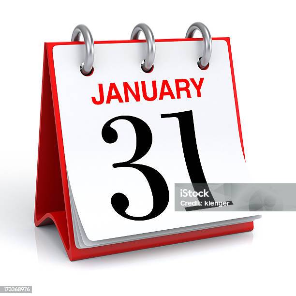 January Calendar Stock Photo - Download Image Now - January, Number 31, Digitally Generated Image