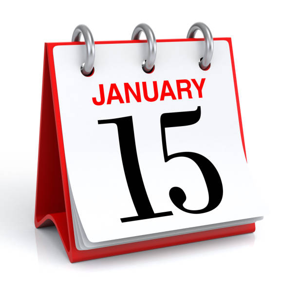 istock Desktop calendar opened to January fifteenth 173369115