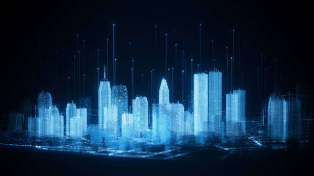 istock Digital City Skyline - Hologram, Smart City, Metaverse, Virtual Reality - Blue Version 1733696686