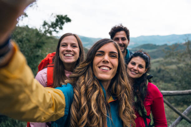istock Friends take a selfie during a hiking in mountain 1733699404