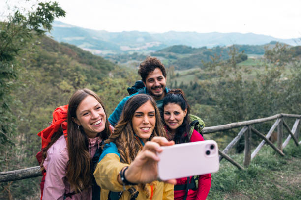 istock Friends take a selfie during a hiking in mountain 1733699502