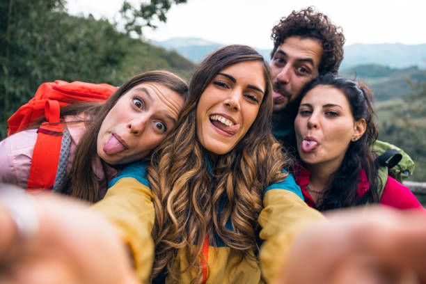 istock Friends take a selfie during a hiking in mountain 1733699545