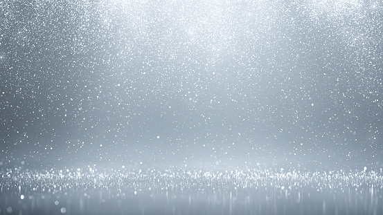 Silver Colored Particles Raining Down - Abstract Background, Bright- Glitter, Snow, Confetti