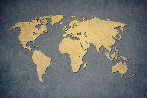 Old map of the world in grunge style. Perfect vintage background.