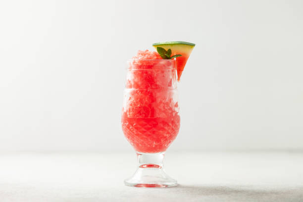 istock Refreshing cold summer drink watermelon slushie with mint in glass 1733707271