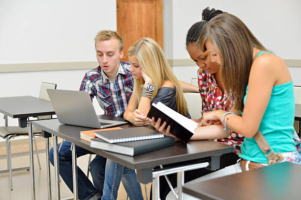 istock Portrait of study group at school 173371743