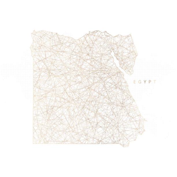 ilustrações de stock, clip art, desenhos animados e ícones de low poly map of egypt. gold polygonal wireframe. glittering vector with gold particles on white background - map the future of civilization
