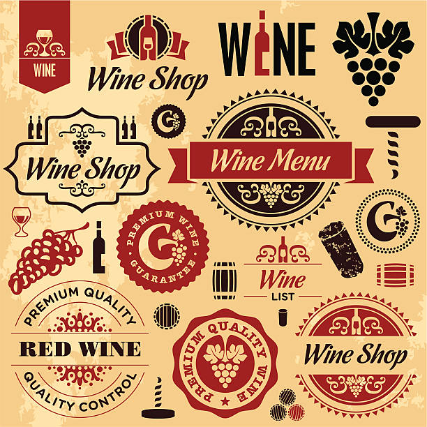 вина labels collection - cork wine backgrounds frame stock illustrations