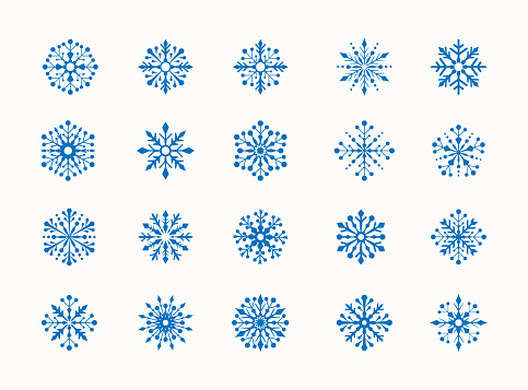Vector illustration of collection of snowflake design element.