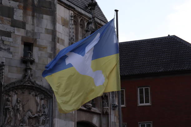 istock Ukrainian flag with a white dove 1733756348
