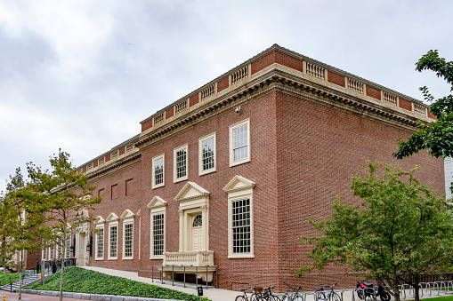 Madison, WI, USA - July 20, 2014: The beautiful entrance to the agriculture building at the University of Wisconsin, Madison Campus.