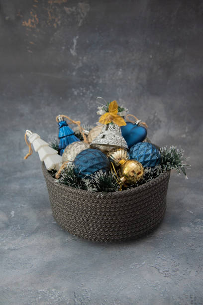 istock Christmas decoration on gray background . Copy spase. 1733759925