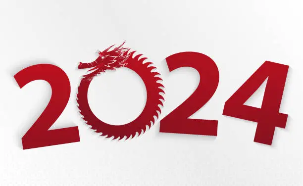 Vector illustration of Chinese new year 2024 year of the Dragon. Chinese Zodiac-Dragon.