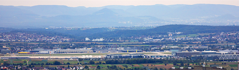 the airport of stuttgart germany from above panorama