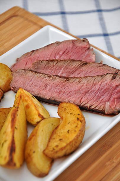 istock juicy steak with potato wedges 173379935