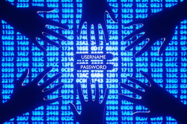 istock Many human hands trying to touch the input fields of username and password on background of glowing hexadecimal figures. Illustration of computer crimes, internet scammers and networking hackers 1733803618