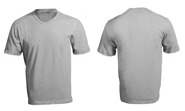 Grey male's v-neck shirt template