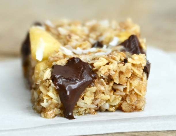 Freshly baked chocolate cereal bar