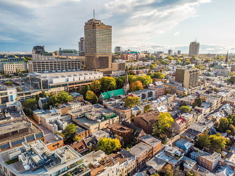 Aerial view of downtown Quebec city downtown
