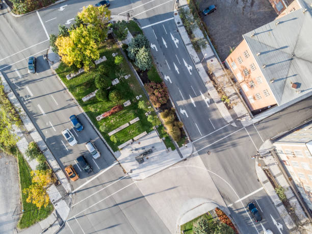istock Aerial view of Honore Mercier avenue intersection 1733895480