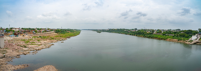 Chambal River view from top of the bridge, Kota city of Rajasthan, India